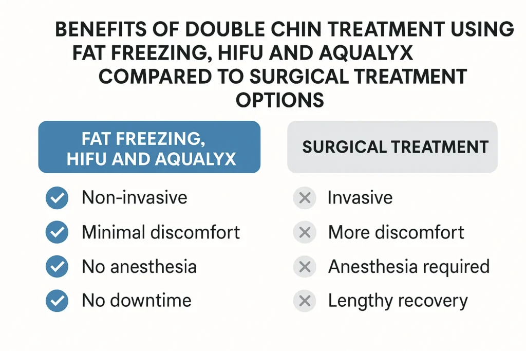 Graphic about the benefits of double chin treatment Southgate - from LA LIPO