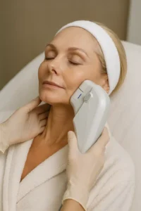 Woman receiving HIFU non surgical facelift treatment Southgate