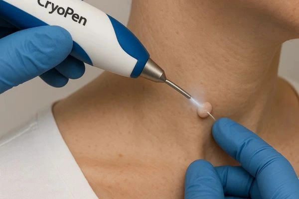 Person receiving Cryotherapy skin tag removal Southgate